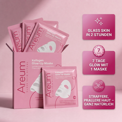 Areum Kollagen-Glow-up-Maske – Box mit Sachets, Glass Skin in 2 Stunden