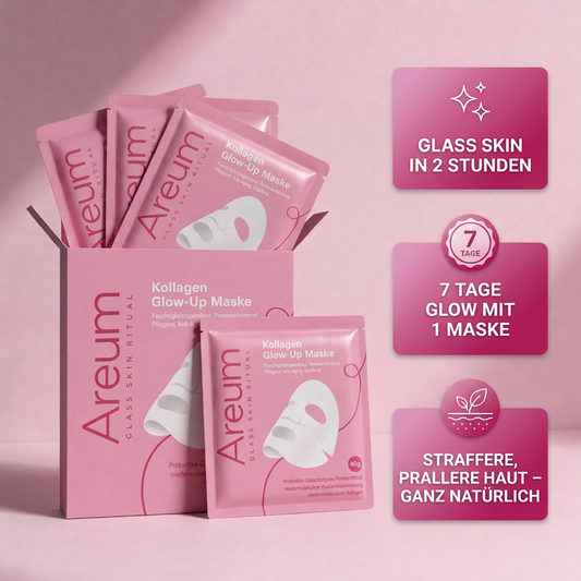 Areum Kollagen-Glow-up-Maske – Box mit Sachets, Glass Skin in 2 Stunden