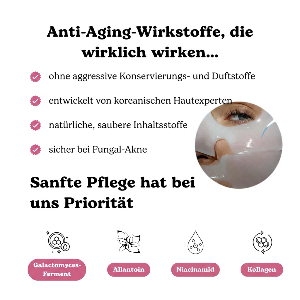 Anti-Aging-Wirkstoffe: Galactomyces-Ferment, Allantoin, Niacinamid, Kollagen