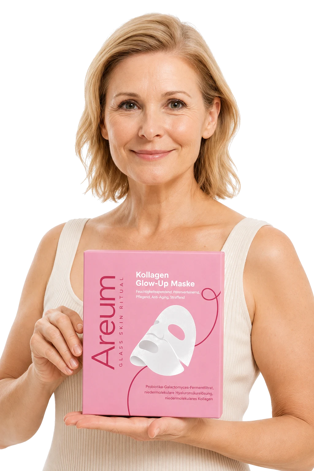 Frau mit der Areum Bio Kollagen Maske